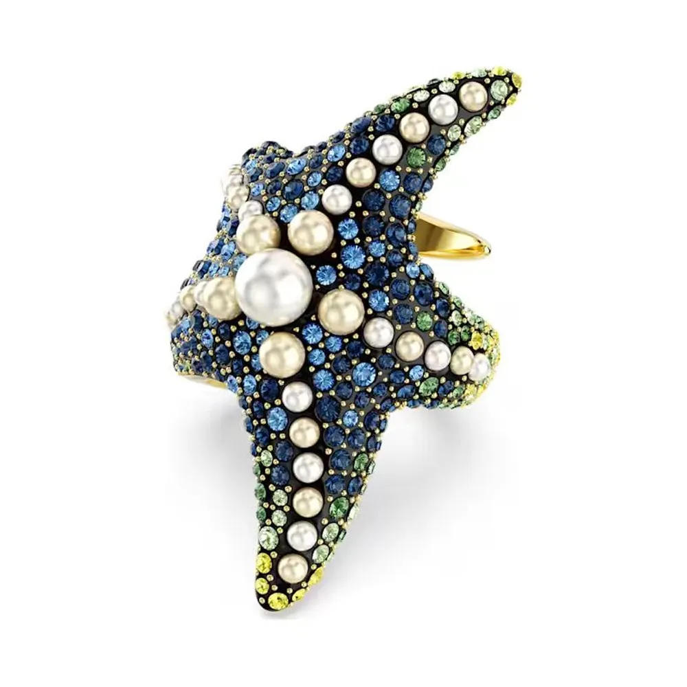 Gouden open ring met schelp en parel stijlvolle damesring_voghion.com