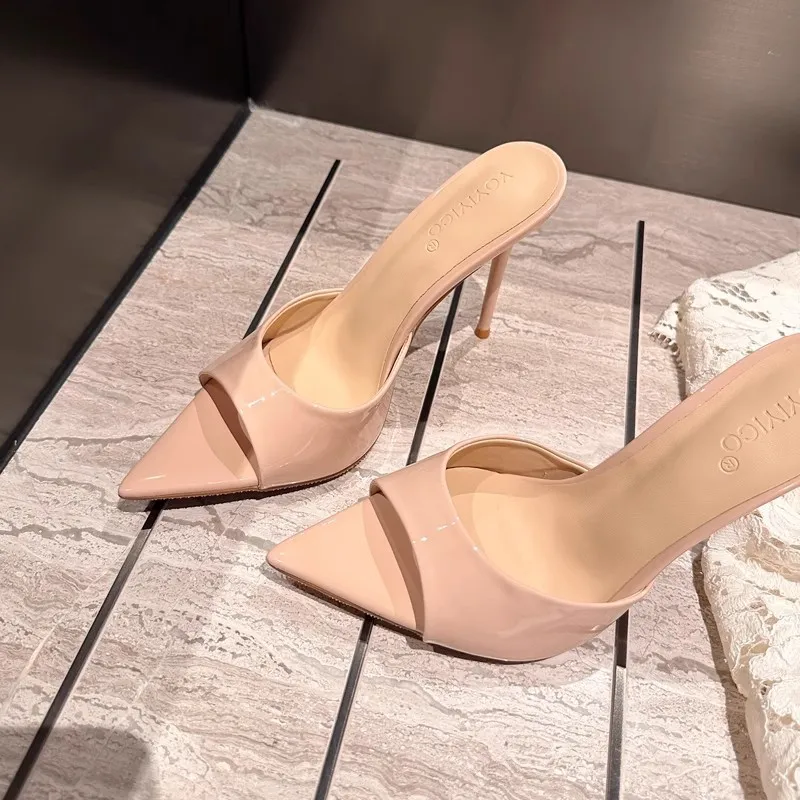 Elegant Women's Pointed Toe High Block Heel Sandals In Black_voghion.com