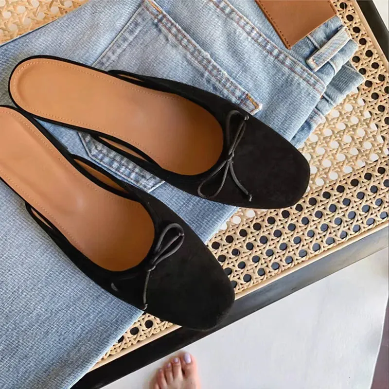 Women Mules Shoes Ner Slippers Butterfly Knot Comfort Casual Slip On Light Large Size Shallow Ladies Flat Sandals 260423_voghion.com