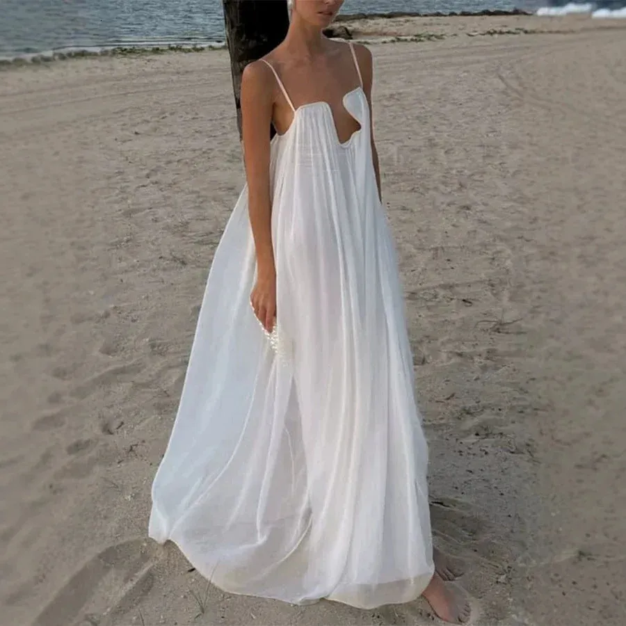 Boho Backless Suspender White Flowy Dress For Women ... From Zara06, Rs.3,748.22