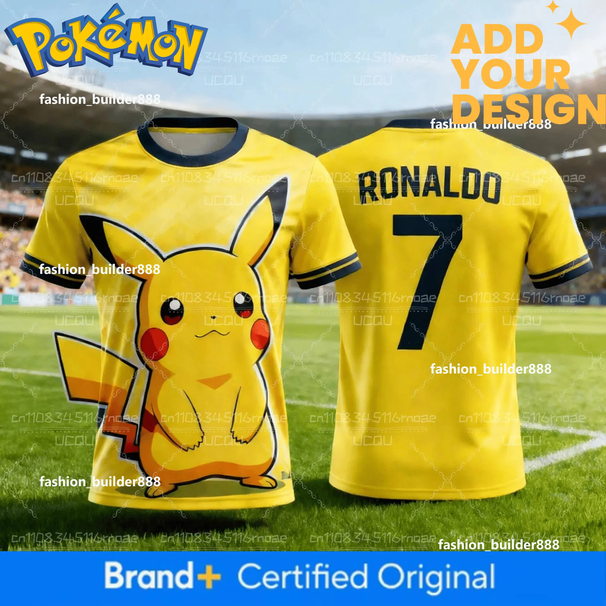 Pikachu ユニフォーム 2点セット Wholesale P PokeMon Pikachu Unisex Colombia Soccer Shirt No.7