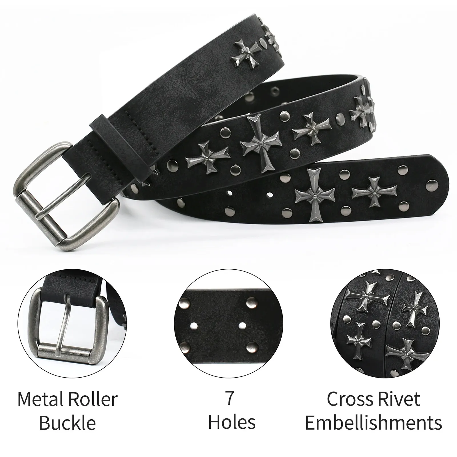Studded Belt Women Y2K Belt Metal Punk Rock Style... From  display picture 1