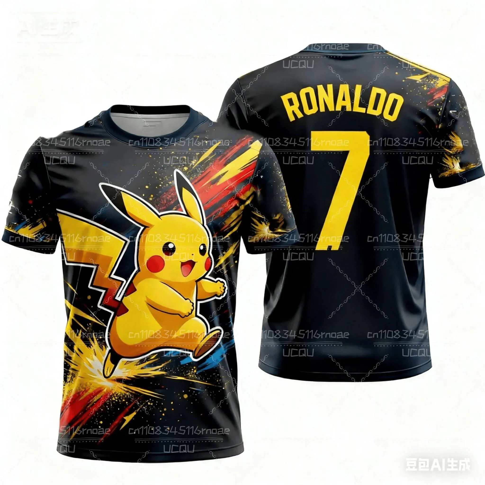 Wholesale P PokeMon Pikachu Unisex Colombia Soccer Shirt No.7
