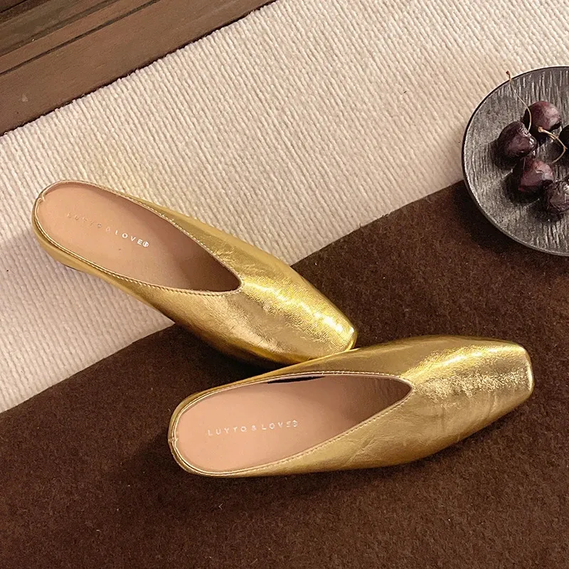 French Sandals Womens Outer Wear Spring One Pedal Small Large Size Versatile Bag Head Half Slippers 260423_voghion.com
