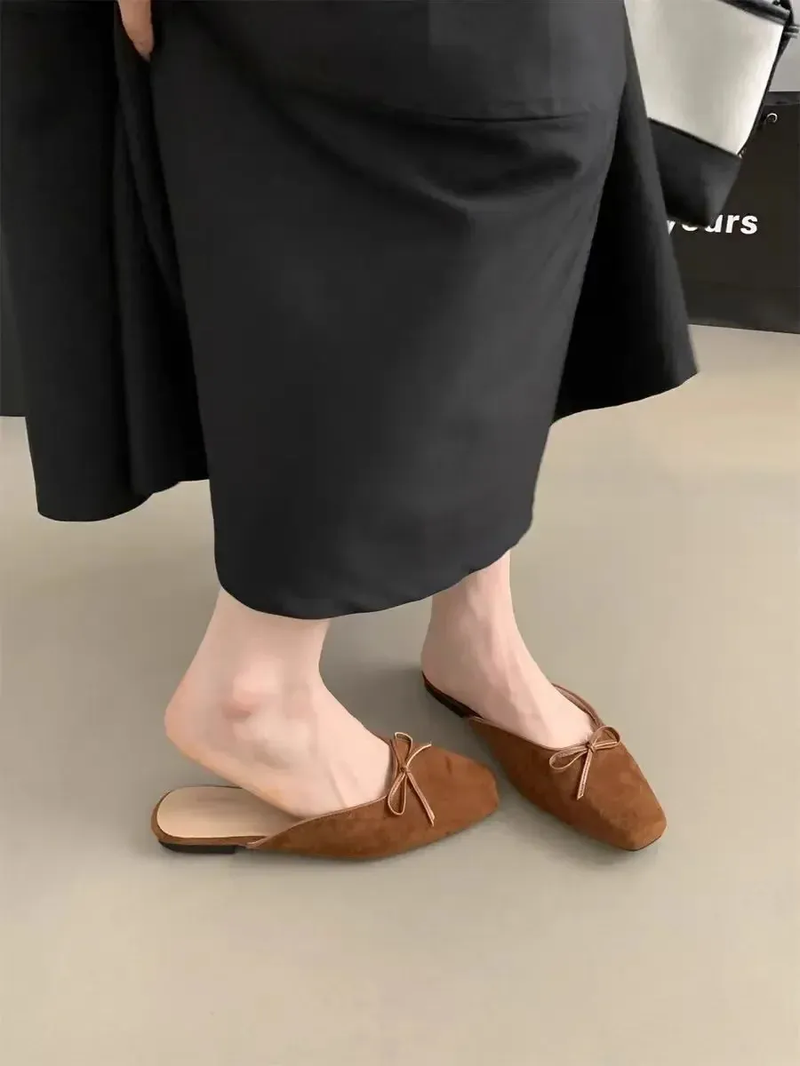 Women's Butterfly Knot Flat Sandals Comfortable Slip On Shoes_voghion.com
