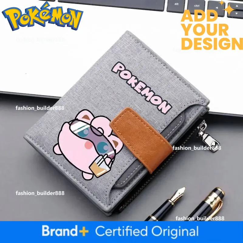pokemon card holder wallet for Boys and Girls, Kids Trifold Purse Canvas Velcro Wallets with Zip, Pound Coin and With an energetic yellow hue and understated design featuring Pikachu showing off a smile Pokmon Pokdex Card Holder: Magnetic