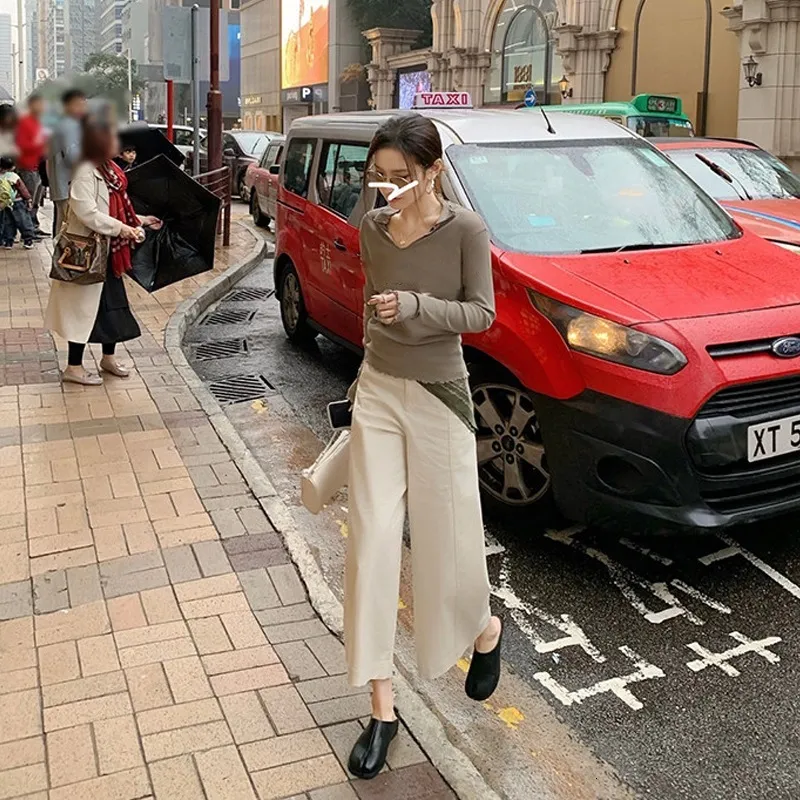 Minimalist Leather Tabi Mule Slippers For Women Flat Sandals_voghion.com