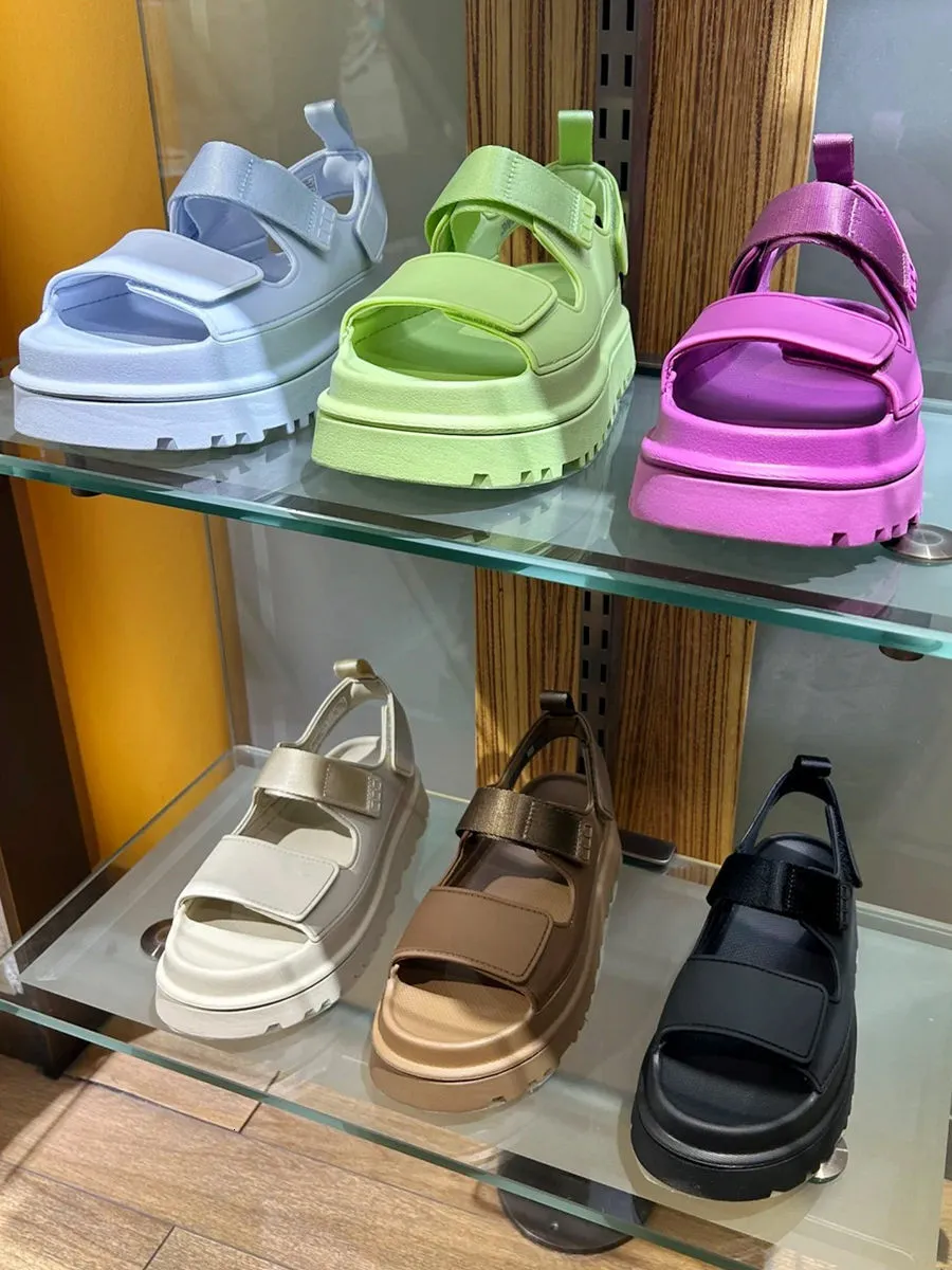 Bright Pink Women's Platform Sandals With Adjustable Straps_voghion.com