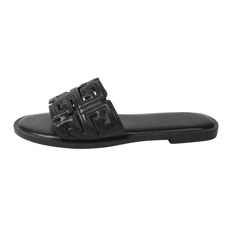 Free Shipping 2026 Luxury Fashion Versatile Sandals With One Step Tap Women's Shoes For Outskirts Flat Bottom Low Heel_voghion.com