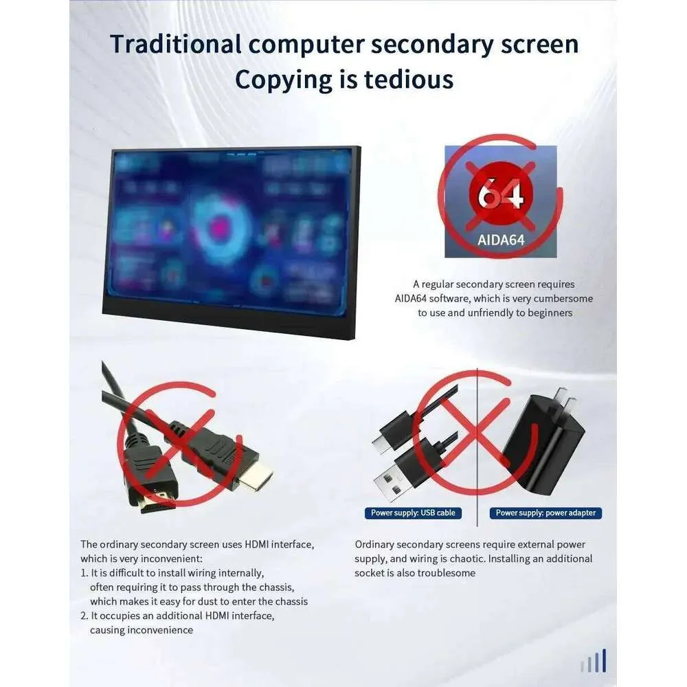 3,5 Inch IPS USB Mini-scherm, Computer Temp Monitor Draagbaar, Oogbescherming, PC CPU Data Monitor 320 X 480 (Wit 3,5 Inch IPS USB Mini-scherm, Computer Temp Monitor Draagbaar, Oogbescherming, PC CPU Data Monitor 320 X 480 (Wit