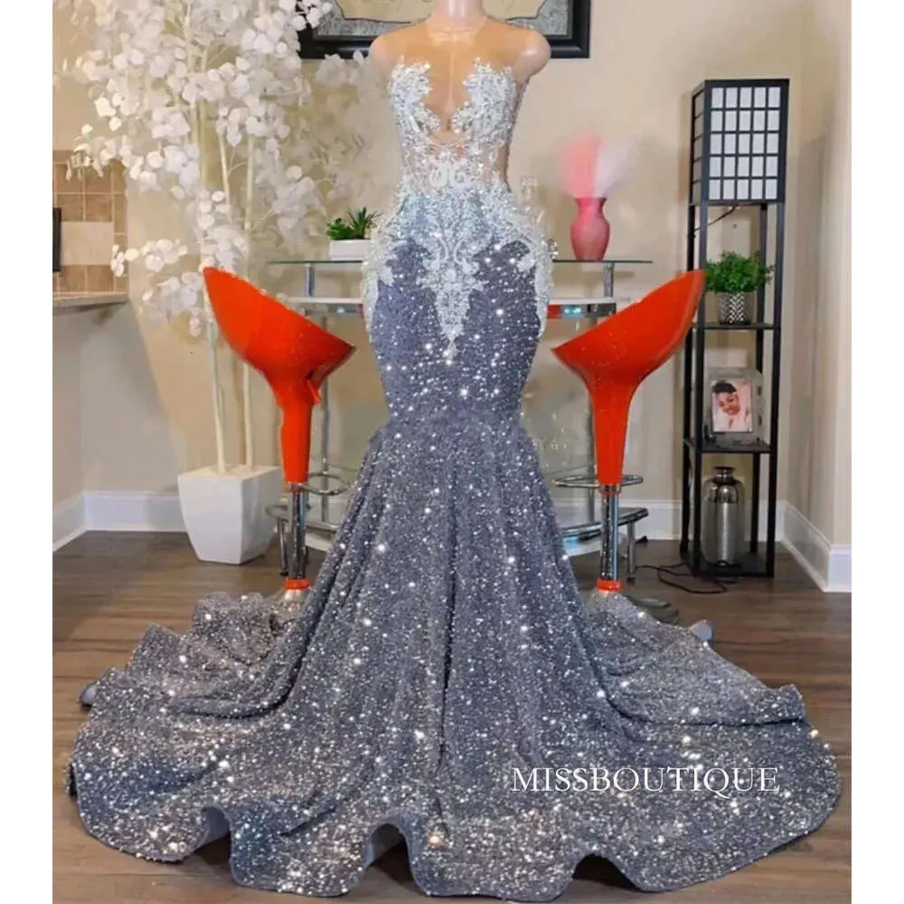 grey plus size prom dresses Sequin Mermaid Dress O Neck Lace... From Missboutique, $119.46 June25 Sale