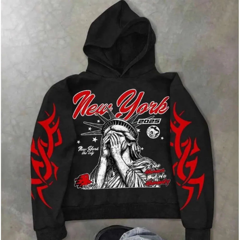 Mens Statue Of Liberty Print Hoodie Soft Fleece From