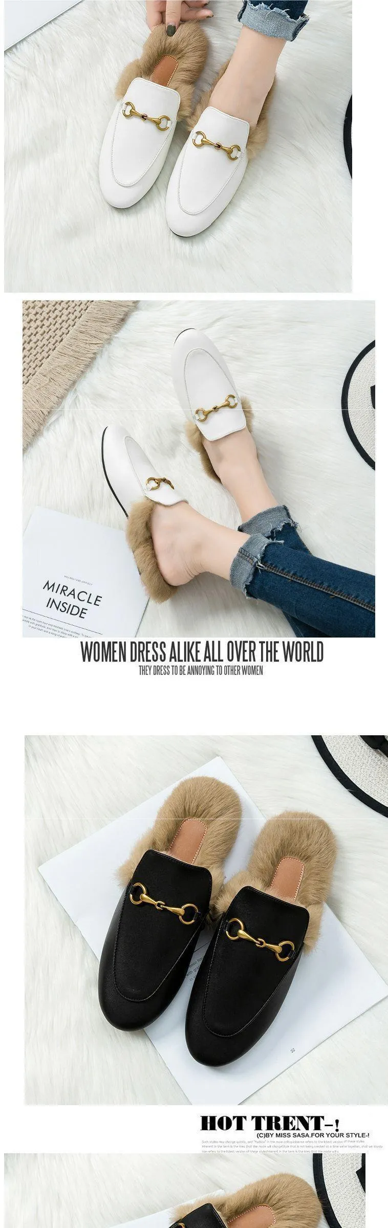 Damen Leder Mules In Braun Mit Lammfellfutter Und Trensen-schnalle_voghion.com