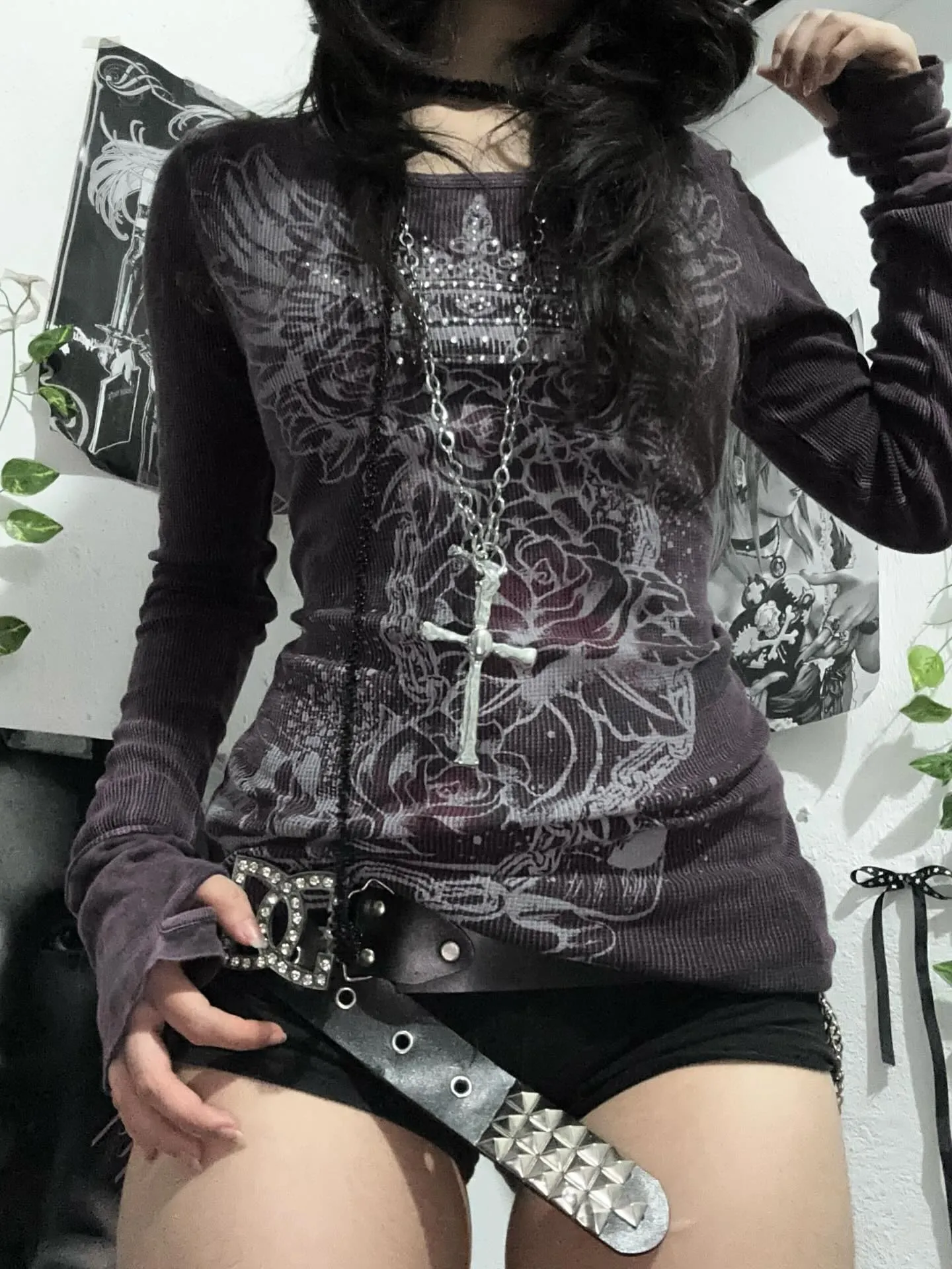 Womens Rhinestone Long Sleeve Top, Y2K Fairy Grunge Tee | DHgate