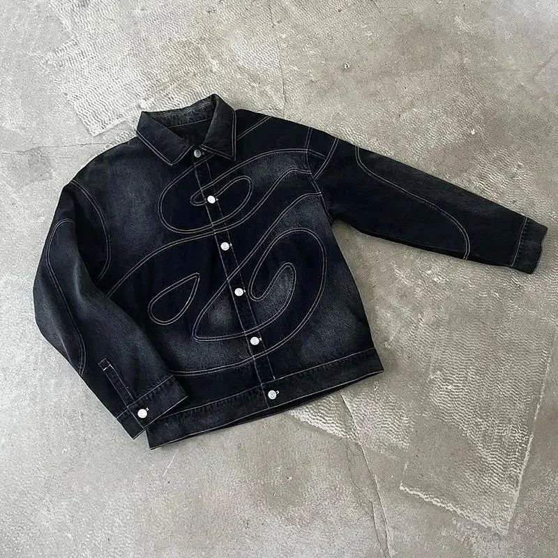 American Streetwear Oversized Denim Jacket Vintage... From 