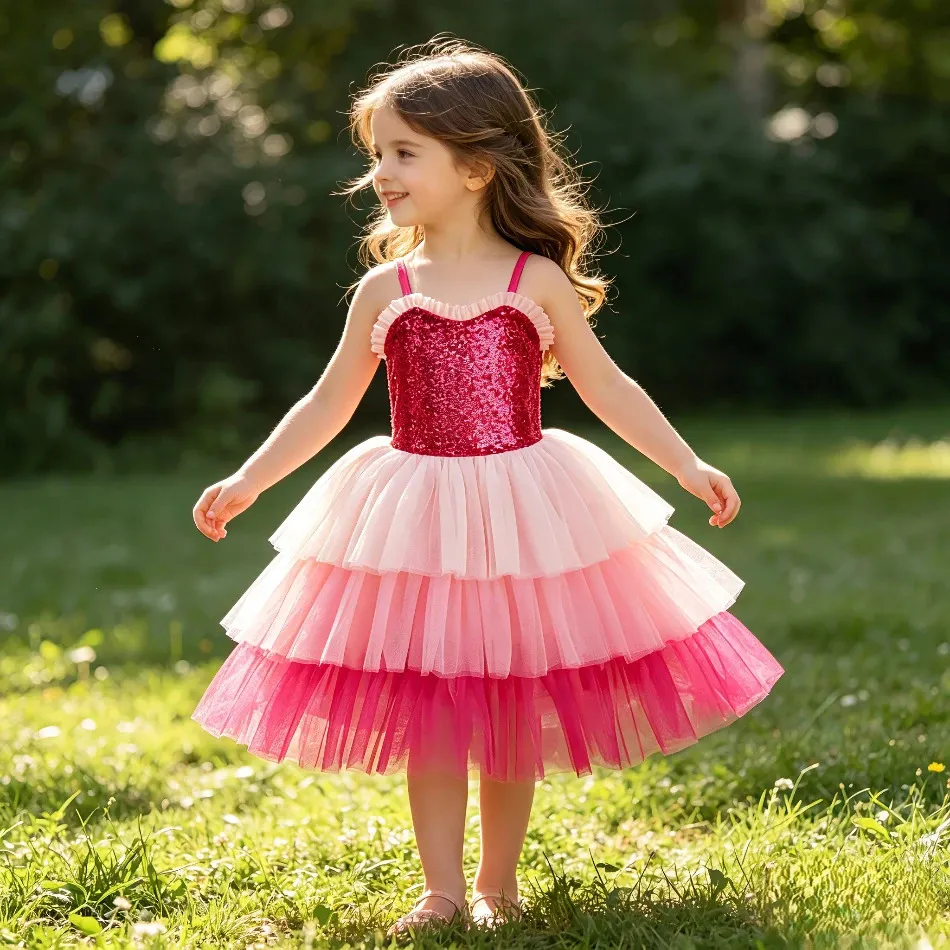 Summer Princess Dress for Girls, Cute Kids Birthday Party Cosplay Costume, Halloween and Christmas Dress-Up, Baby Toddler Childrens Outfit