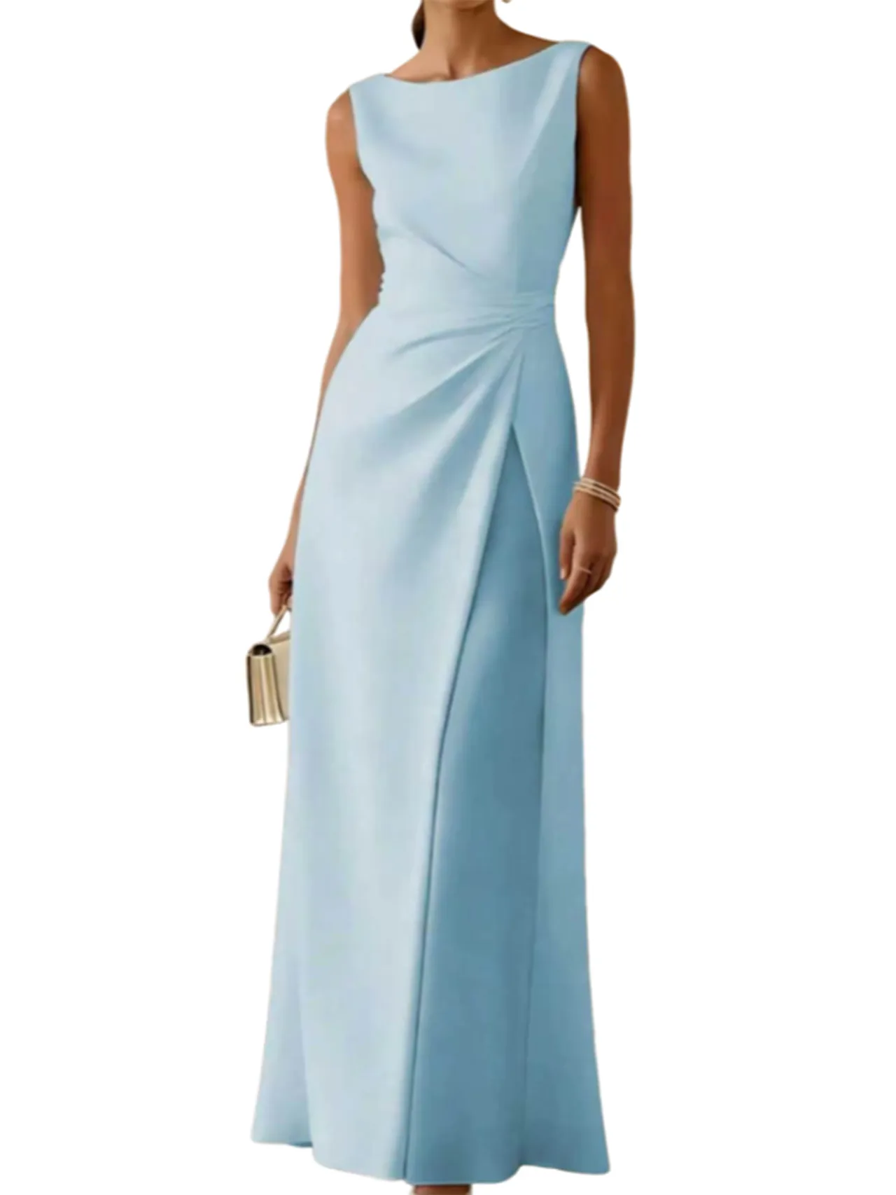 Blue Womens Solid Light Ice Midi Dress Elegant Plain... From Brandmuse_store, Rs.2,016.45 In Bulk