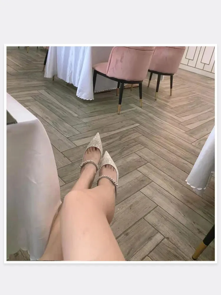Elegant Women's Pointed Mesh Sandals With Sequins And Fine Heels_voghion.com