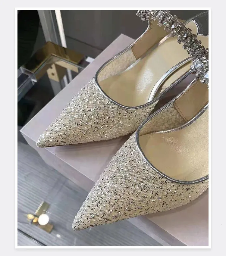 Elegant Women's Pointed Mesh Sandals With Sequins And Fine Heels_voghion.com