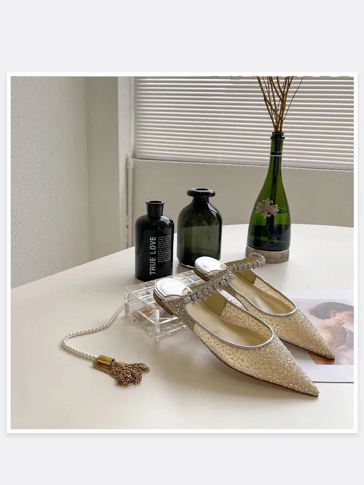 Elegant Women's Pointed Mesh Sandals With Sequins And Fine Heels_voghion.com
