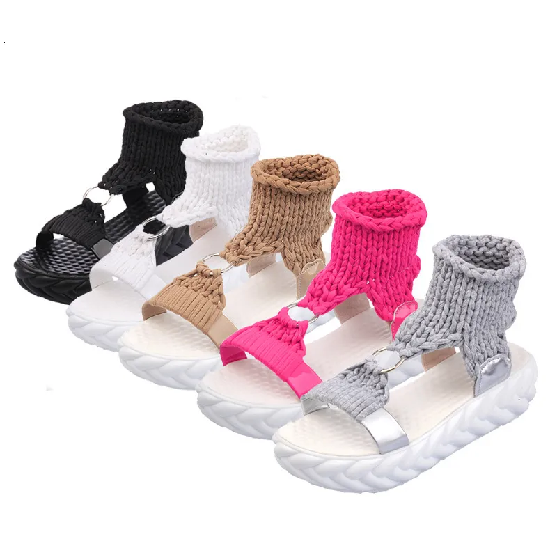 Women's Platform Knit Sandals Chunky Sole Sporty Summer Shoes_voghion.com