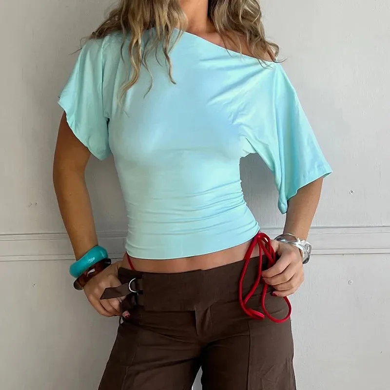 cropped shirt one shoulder crop top outfit