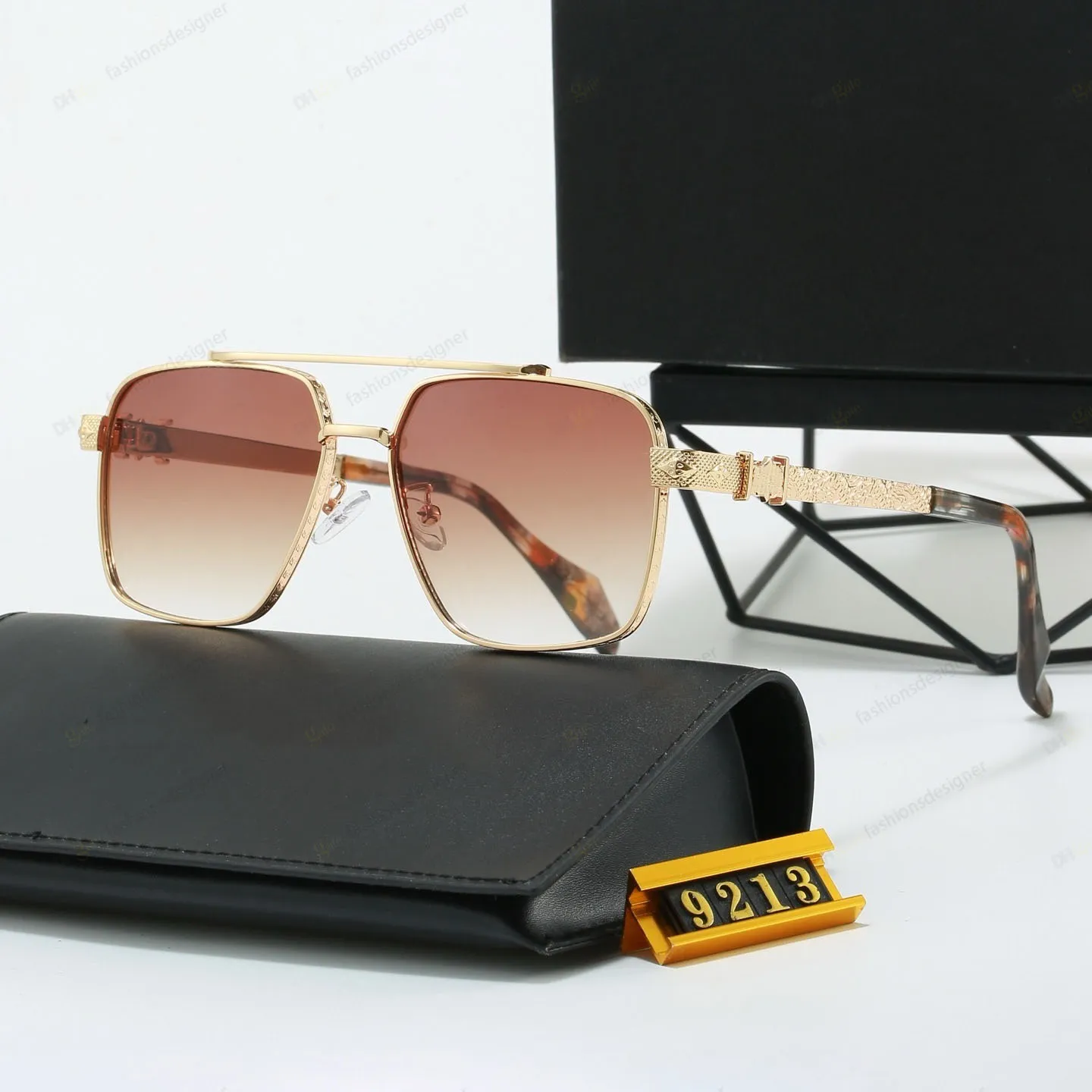 Mens Sunglasses Square Pilot Gold Metal Frame UV400... From  display picture 1