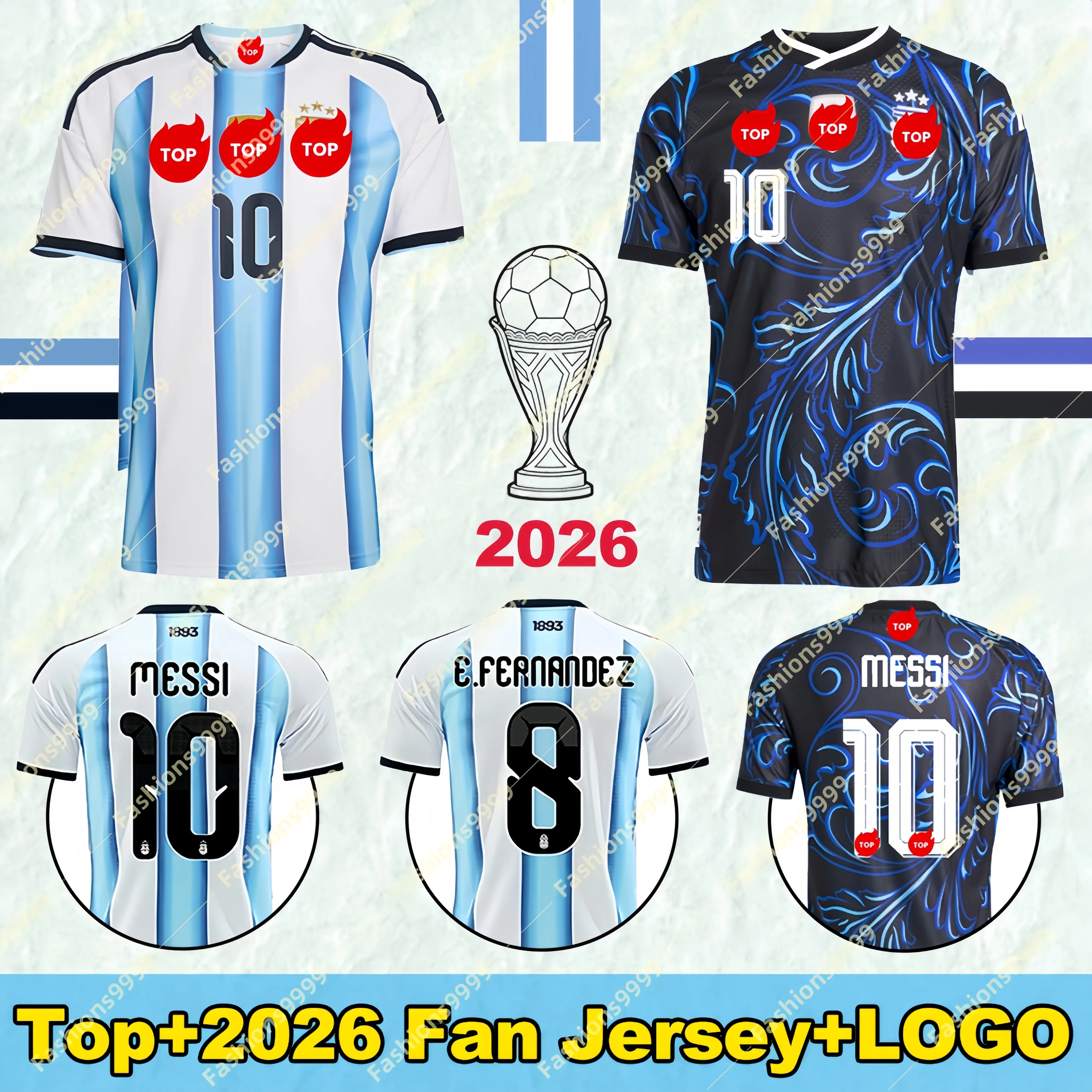 Argentina World Cup Jersey 2026 Customizable Soccer... From 