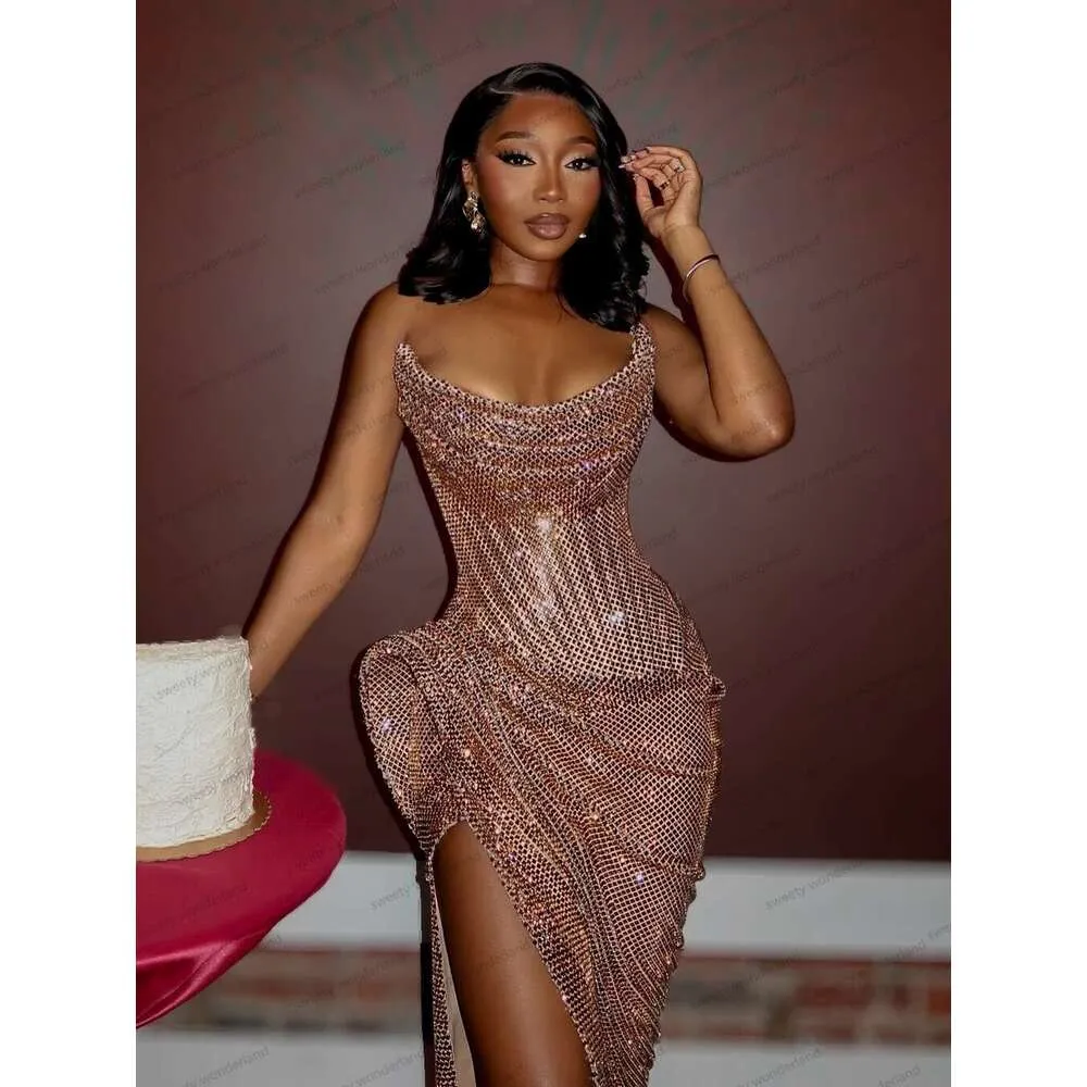 rose gold bodycon prom dress Sparkling Long Formal Corset Fitted Prom Dress by LaDivine CD259