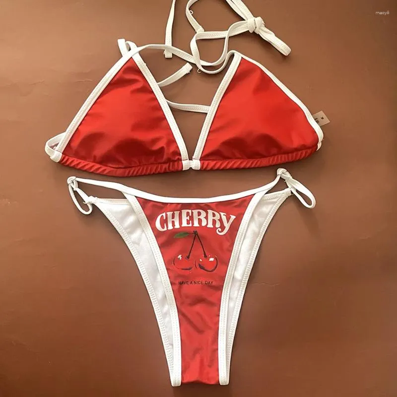 2026 Womens Cherry Print Cherry Bikini Set Sexy From Maoyili