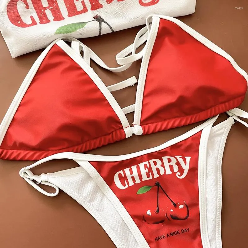 2026 Womens Cherry Print Cherry Bikini Set Sexy From Maoyili