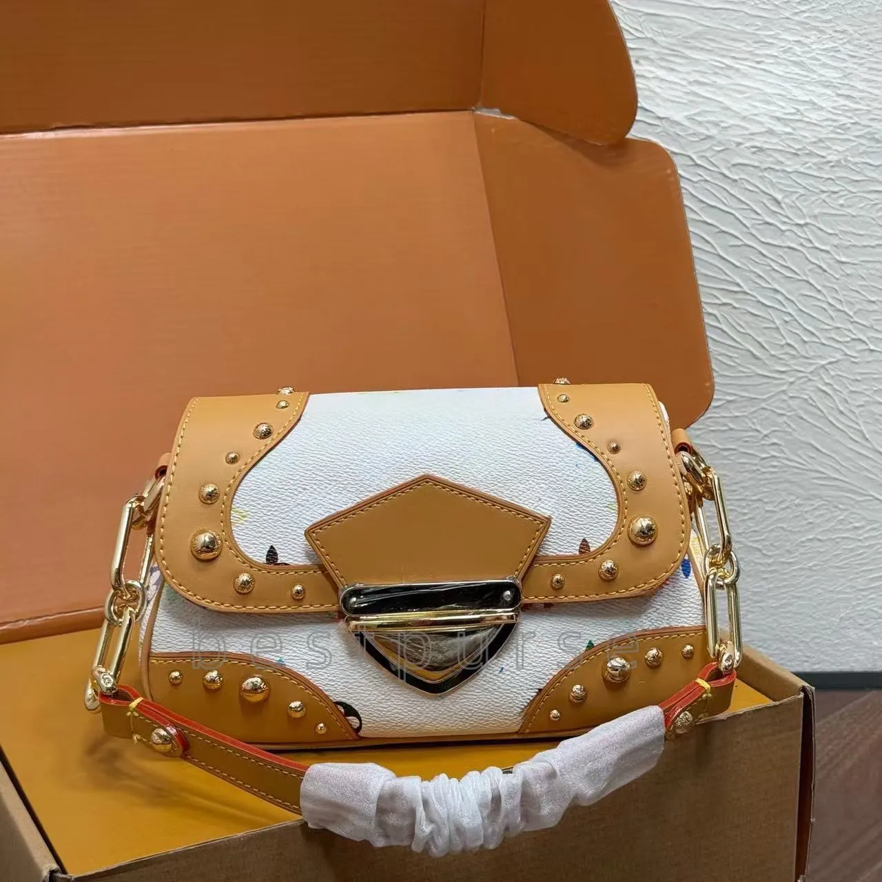 Takashi Murakami Studded Crossbody Bag Luxury Brown From