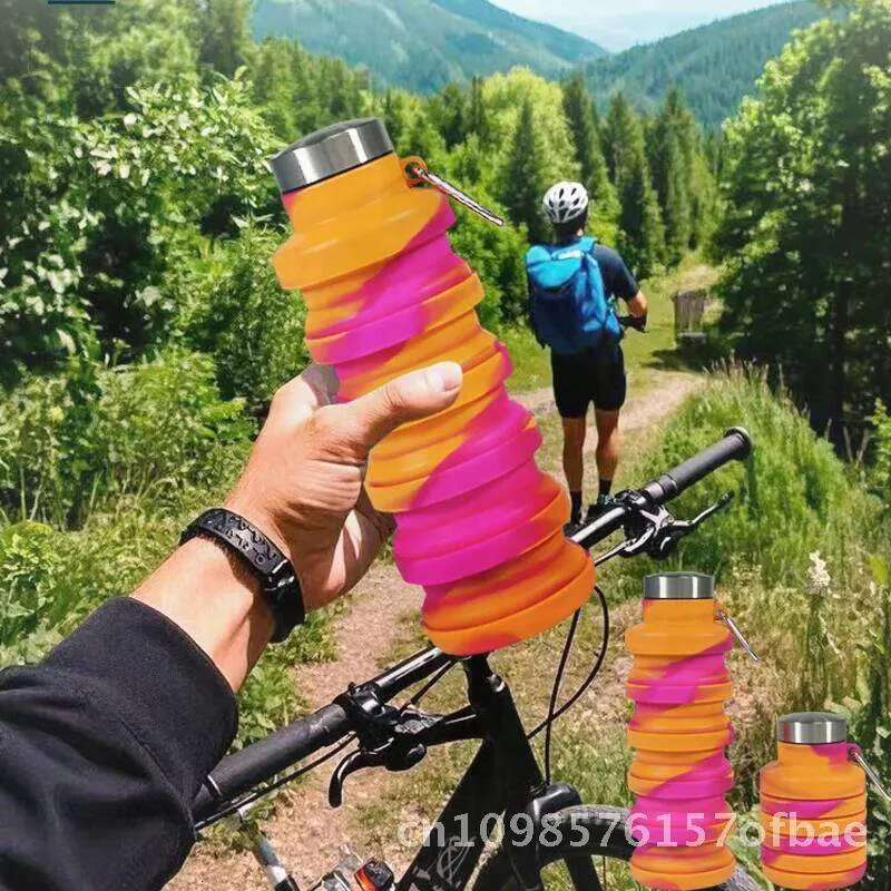 Portable Silicone Folding Water Bottle 16.9 fl oz 500 ml Sports Travel ...