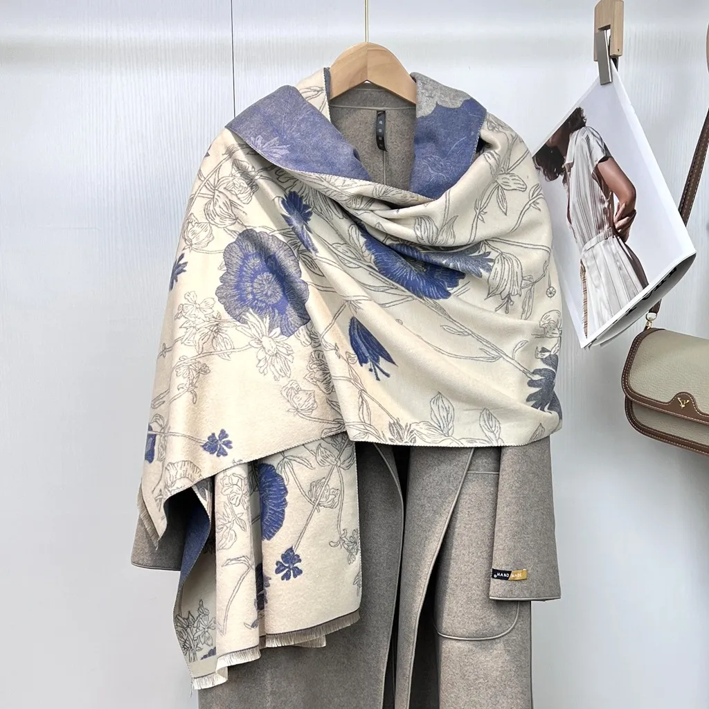 Xin Cashmere Designer Macio Cachecol Xale Portátil Quente Quadriculado Sofá Cama Manta de Lã Tricotada 180 * 66cm Presente_voghion.com
