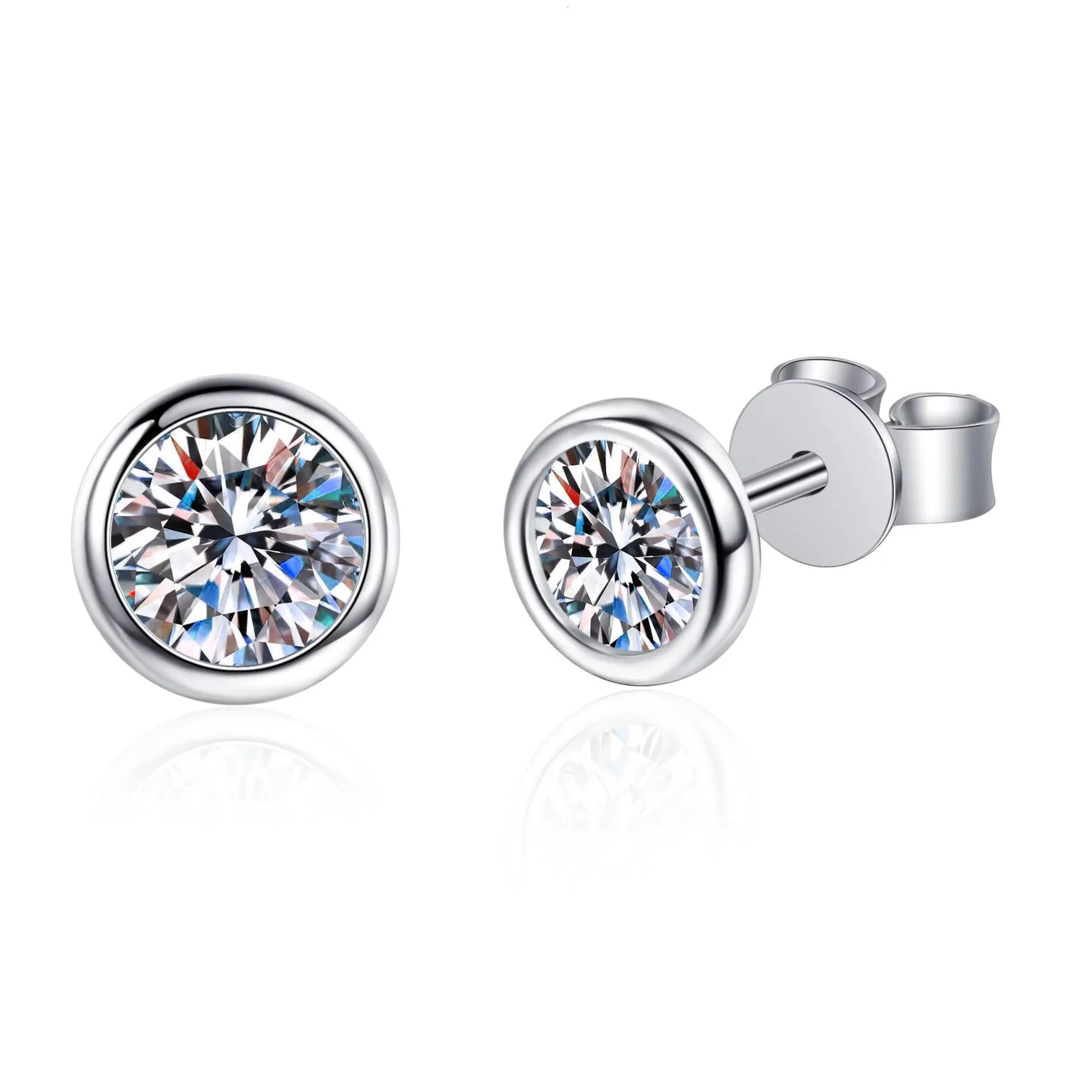 OAHLAN Fine Jewelry 1CT Round Cut Moissanite S925 Sterling Silver Stud Earrings For Women Wedding Engagement_voghion.com
