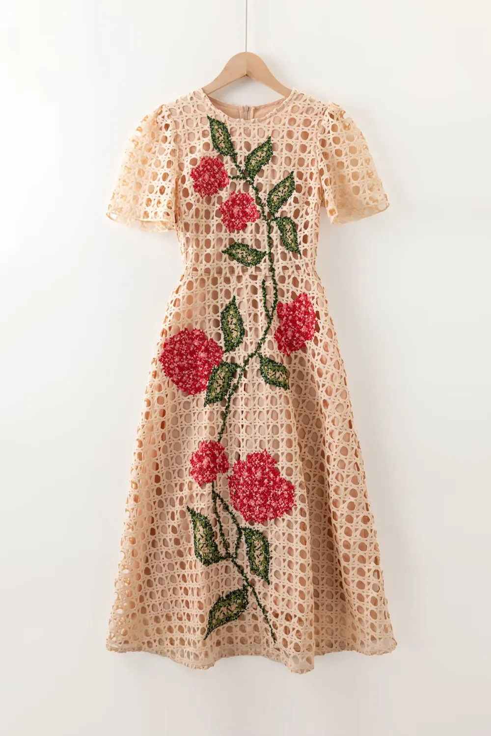 Womens Mid Calf Length A-Line Dress with Crew Neck and Floral Print in Blue Red Apricot from Dhgate Runway Dresses