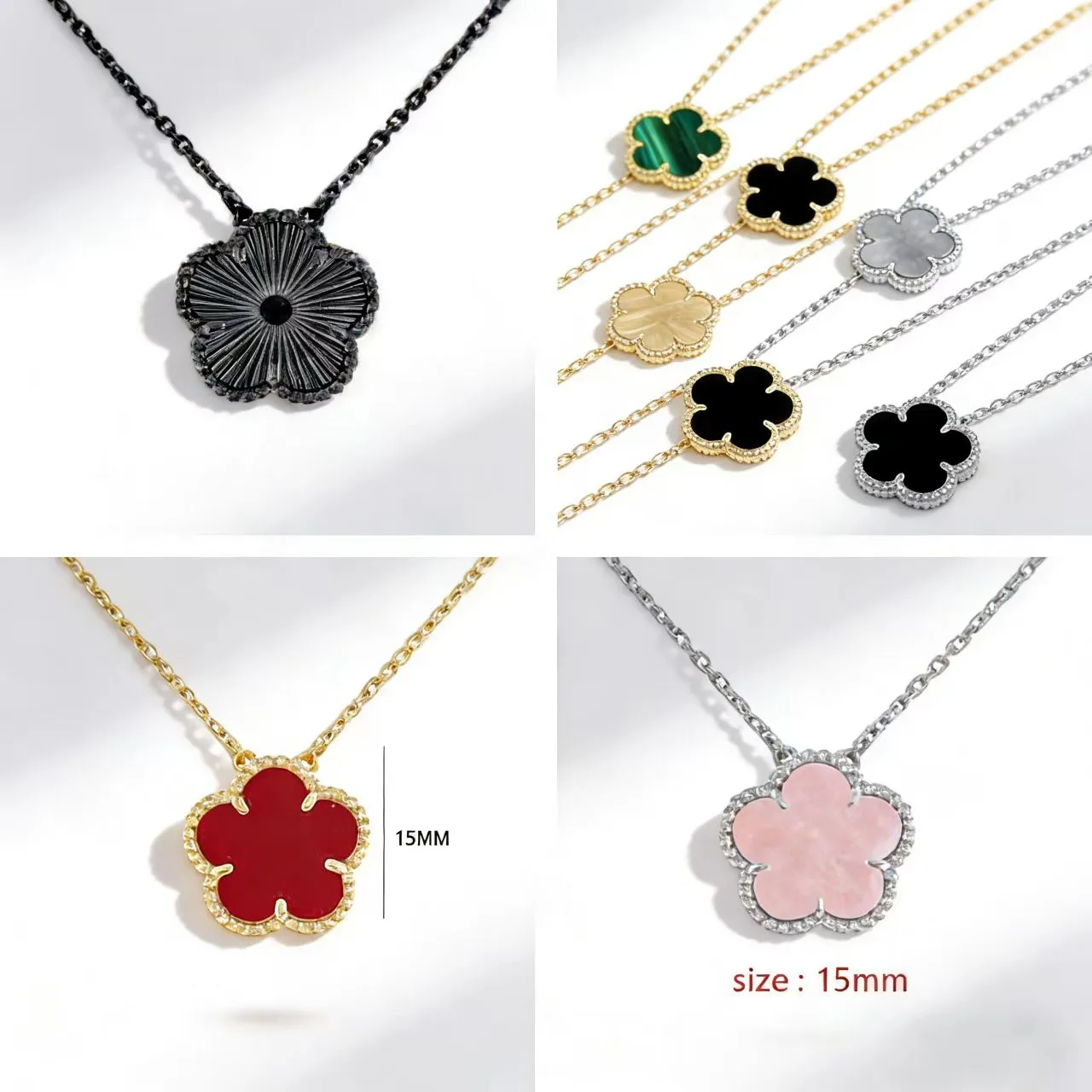 黒のクローバーネックレス ゴールドメッキ チタン 18K ゴールドメッキ クローバー ネックレス 女性用 カップル