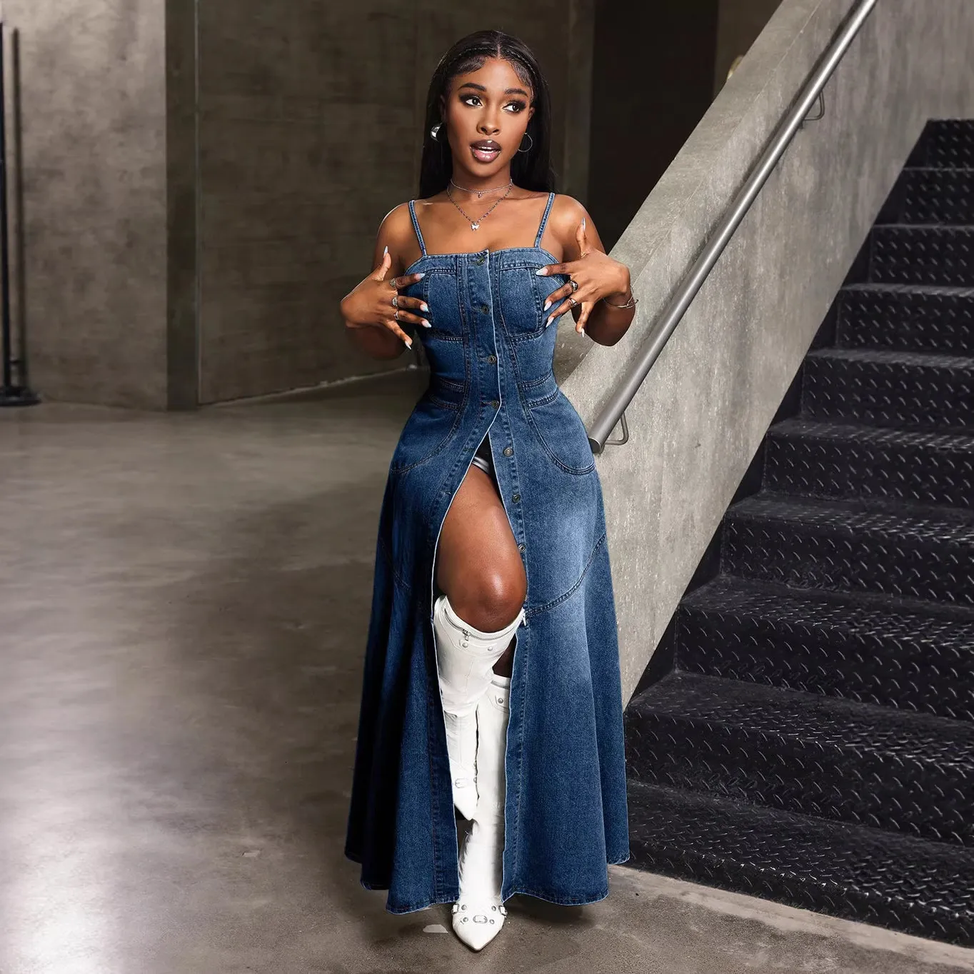 chinese dress ladies SEMATOMALA Women's Strapless Flowy A Line Ruffle Denim Dress Smocked Tube  Top Tiered Bandeau Jean Maxi Dress BE-S Blue at Amazon Women's Clothing  store
