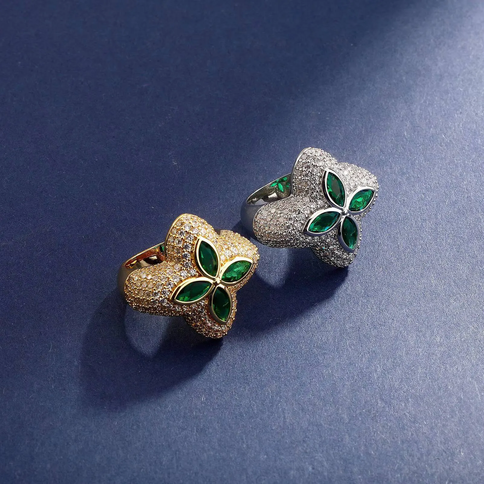 New Arrival Non Tarnish Green Moissanite Full Iced Out Rings Men Women For Wedding And Engagement Fashion Jewelry_voghion.com