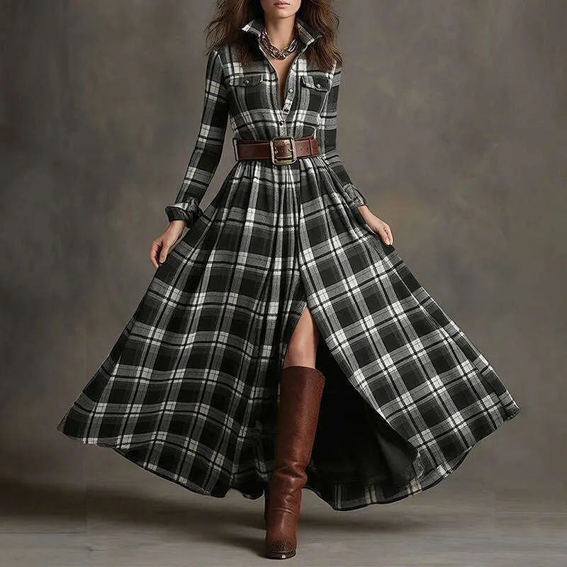 retro plaid dress Unique Vintage Multi Plaid Cotton Bobbie Swing Dress