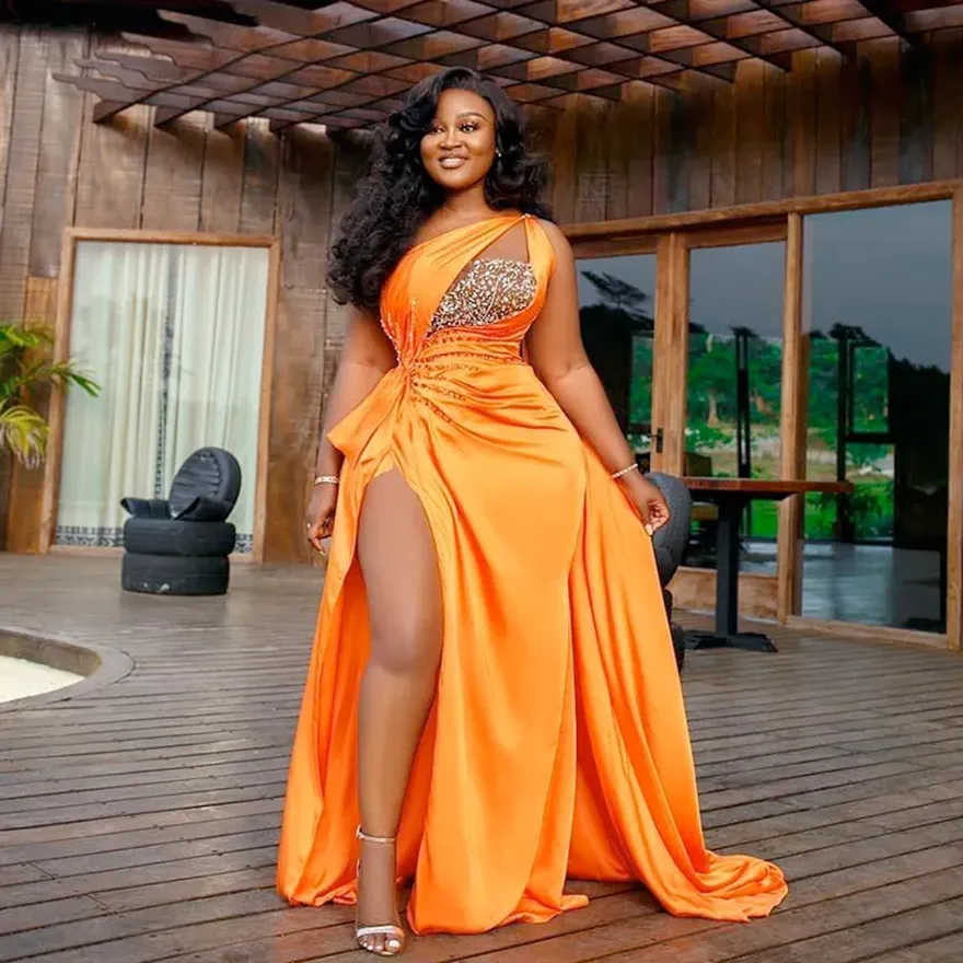 orange beaded dress Elegant Orange Spaghetti Straps Beaded Prom Dress Party Dress fg5364 main image 1