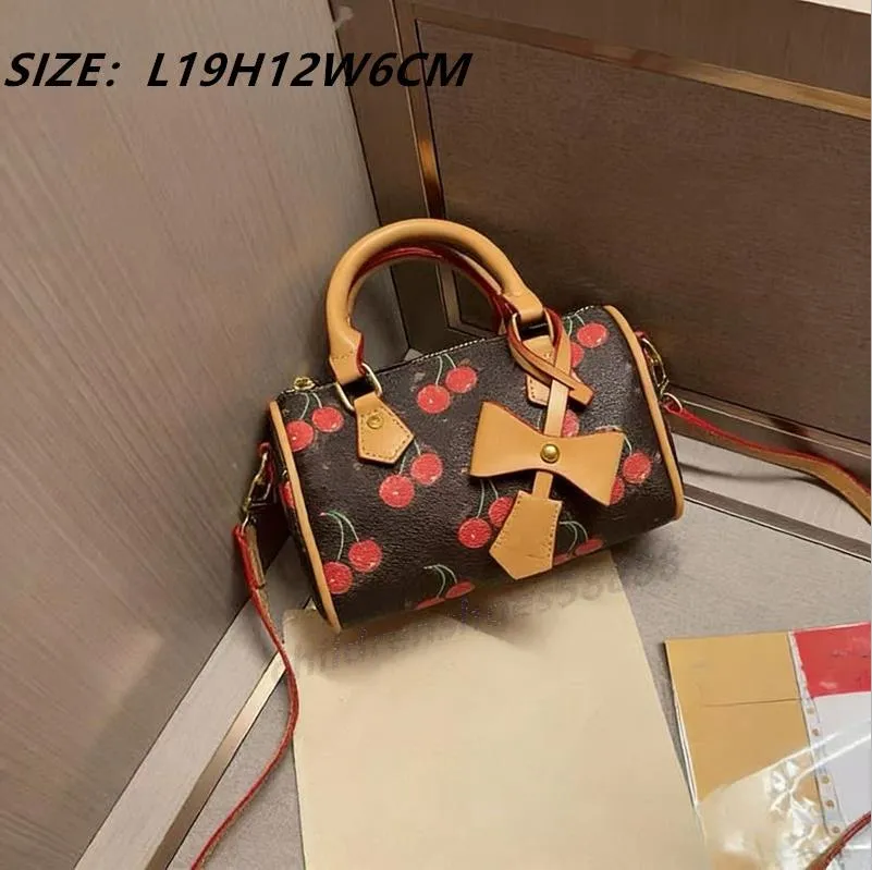 Designer Cherry Printed Boston Bag Versatile Floral From
