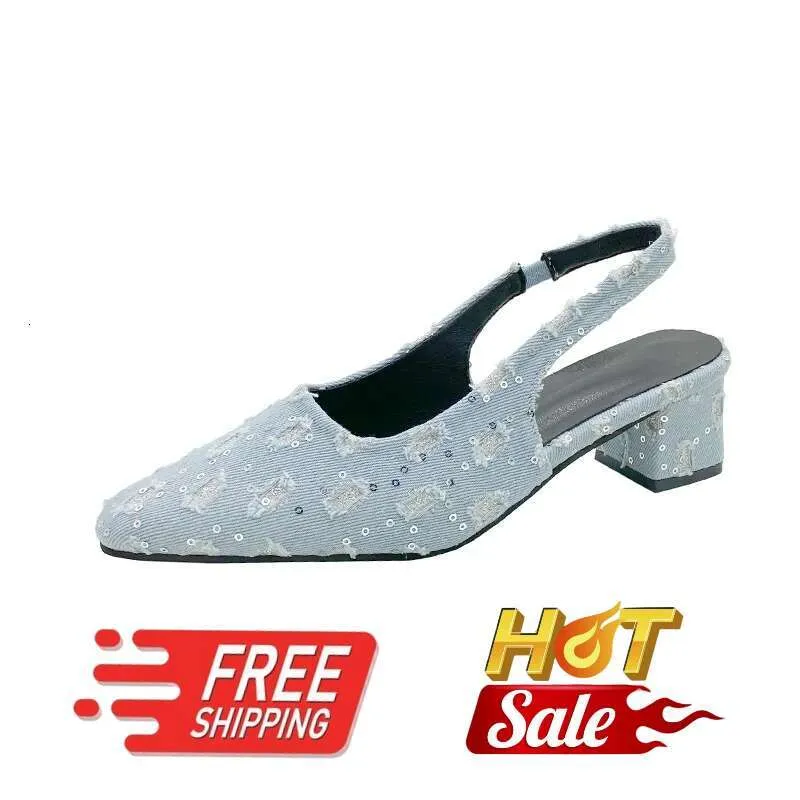 Sandalen mit dickem Absatz, neues Pailletten-Design, quadratisch, modischer Sommerstil, große Größen, versandkostenfrei, tägliches Outfit_voghion.com