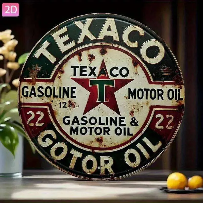 Vintage Texaco Motor Oil Metal Sign Round Aluminum... From Kozakura30 ...