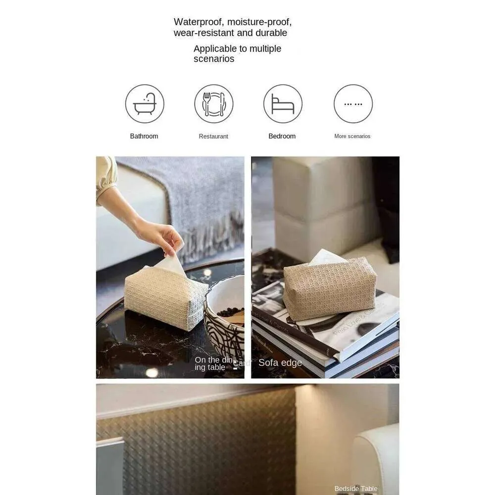 Advanced Light Luxury Rattan Waterproof PU Leather Tissue Box Large ...