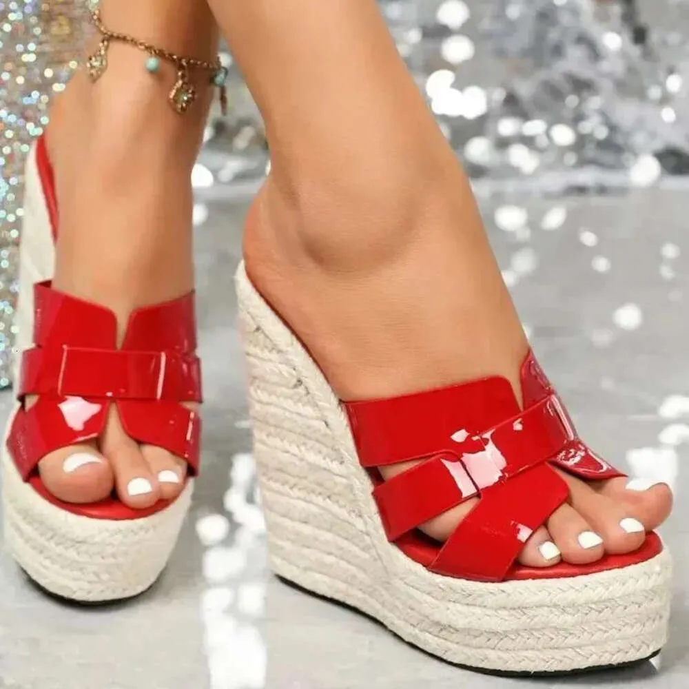 Sandals Women Wedge Heels Weave Platform Fish Mouth Slippers Casual Summer Shoes Daily Outfit_voghion.com