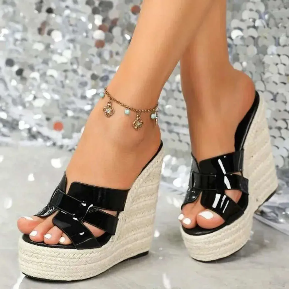 Sandals Women Wedge Heels Weave Platform Fish Mouth Slippers Casual Summer Shoes Daily Outfit_voghion.com