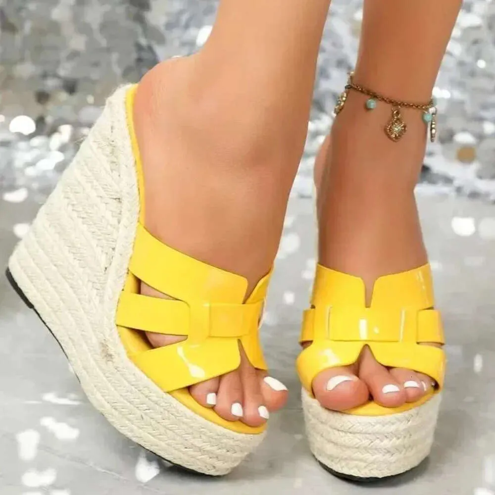 Sandals Women Wedge Heels Weave Platform Fish Mouth Slippers Casual Summer Shoes Daily Outfit_voghion.com