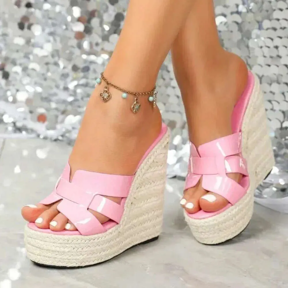 Sandals Women Wedge Heels Weave Platform Fish Mouth Slippers Casual Summer Shoes Daily Outfit_voghion.com