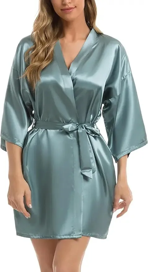 ladies satin dressing gowns Womens Satin Silk Long Wedding Dressing Gown Loose Knimono Nightwear